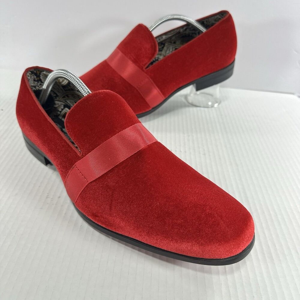 After Midnight Red Velvet Men’s Loafers - Formal Ribbon Pump - Size 12